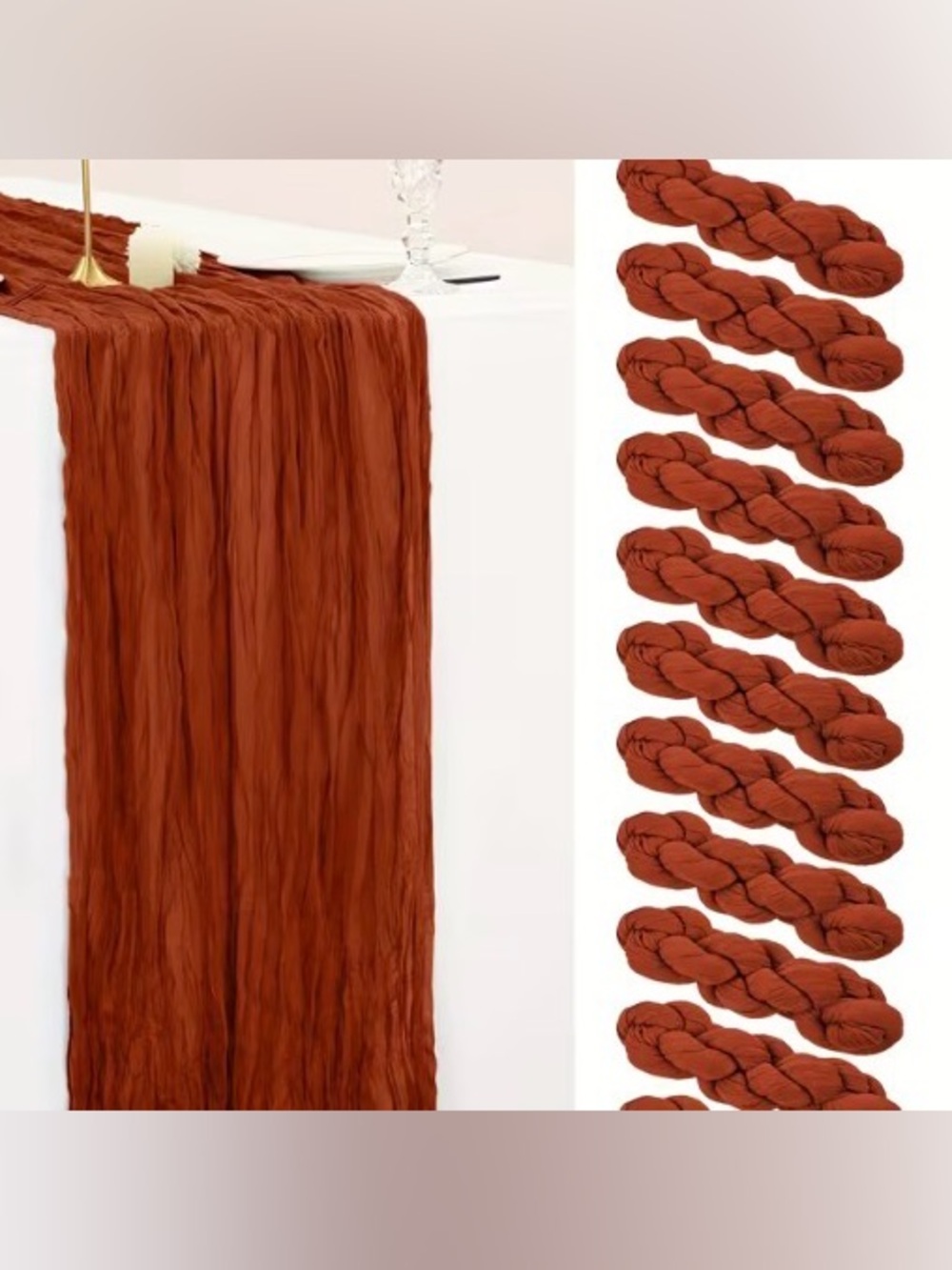 Rust Orange Table Runner and Runners Set